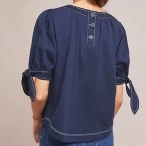 Anthropologie Rialto Stitched Top Navy Size XSmall